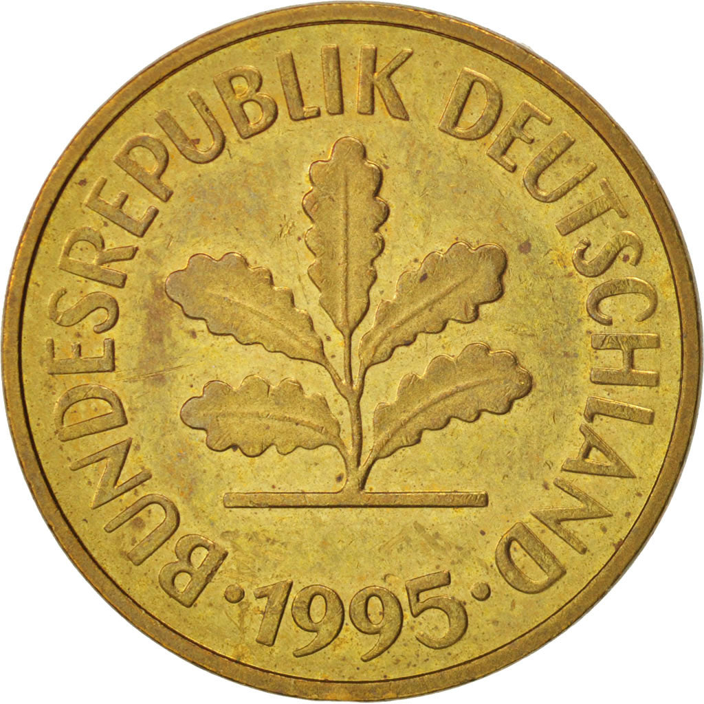 GERMANY - FEDERAL REPUBLIC, 5 Pfennig, 1995, Hamburg, AU(55-58), KM:107