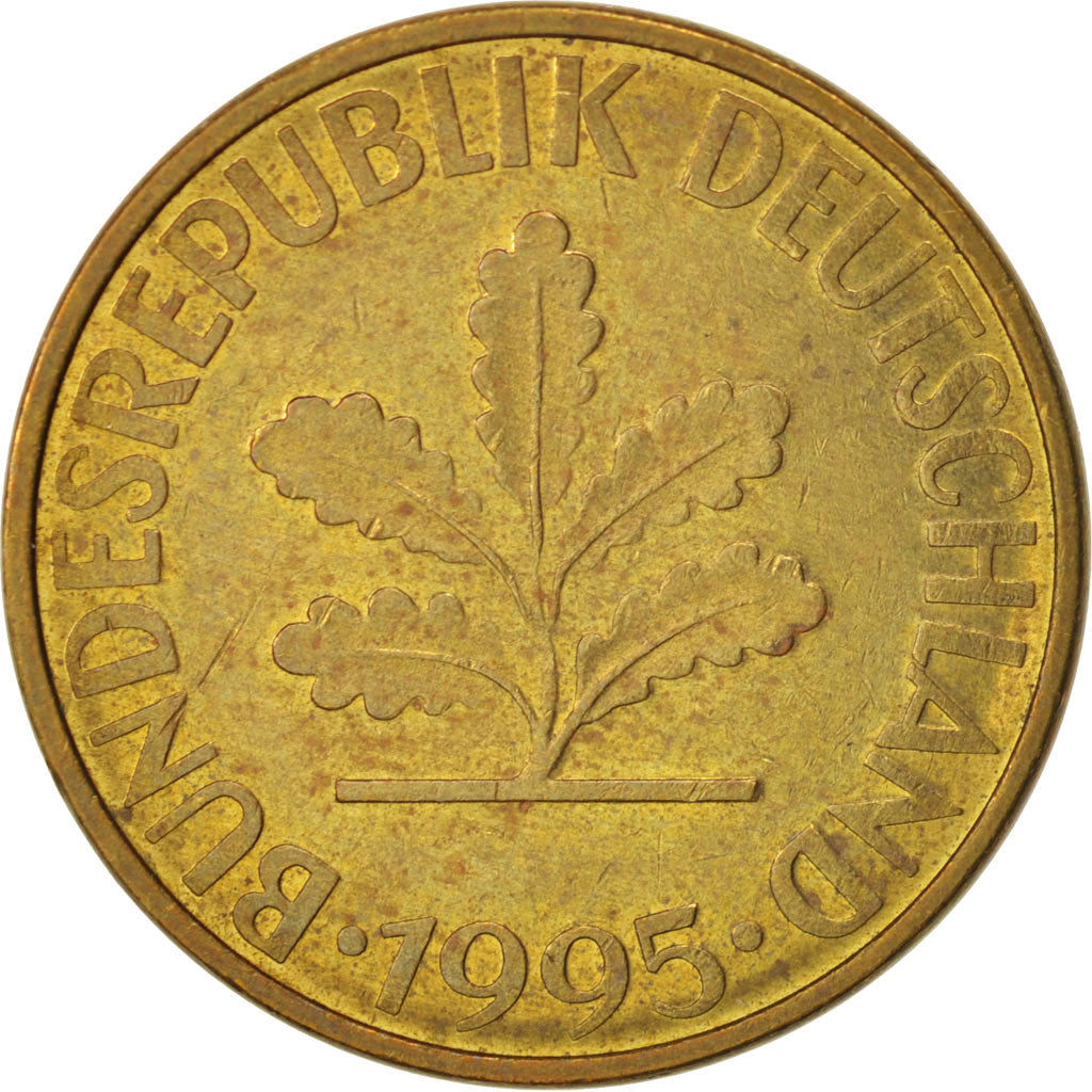 Moneta, Niemcy - RFN, 10 Pfennig, 1995, Berlin, AU(55-58), Mosiądz powlekany