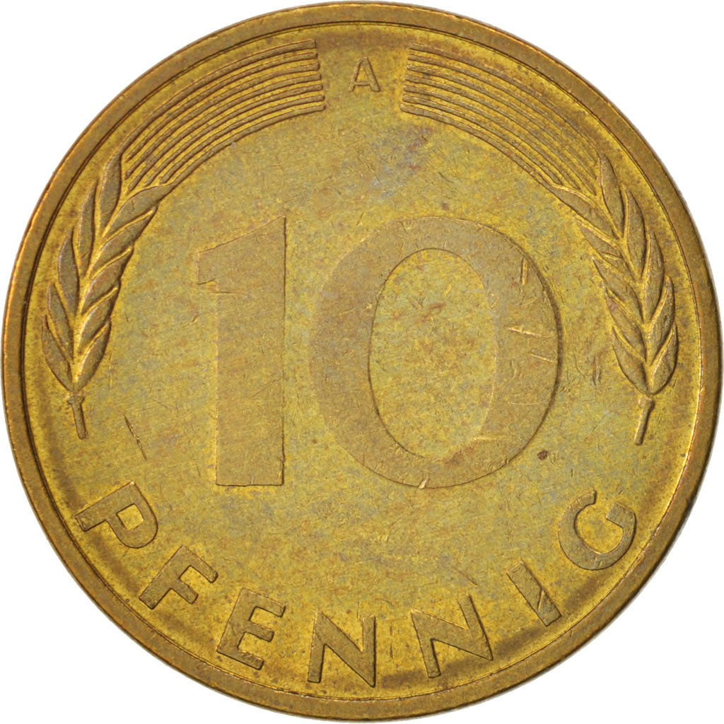 Moneta, Niemcy - RFN, 10 Pfennig, 1995, Berlin, AU(55-58), Mosiądz powlekany