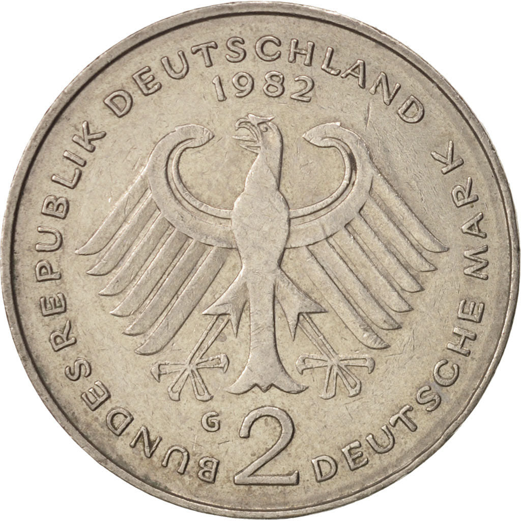 GERMANY - FEDERAL REPUBLIC, 2 Mark, 1982, Karlsruhe, AU(50-53), Copper-Nickel