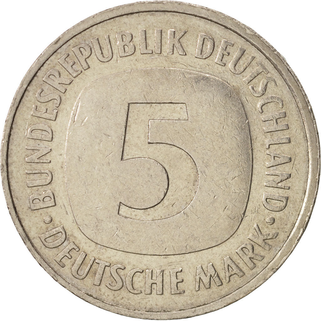 GERMANY - FEDERAL REPUBLIC, 5 Mark, 1991, Stuttgart, AU(50-53), KM:140.1