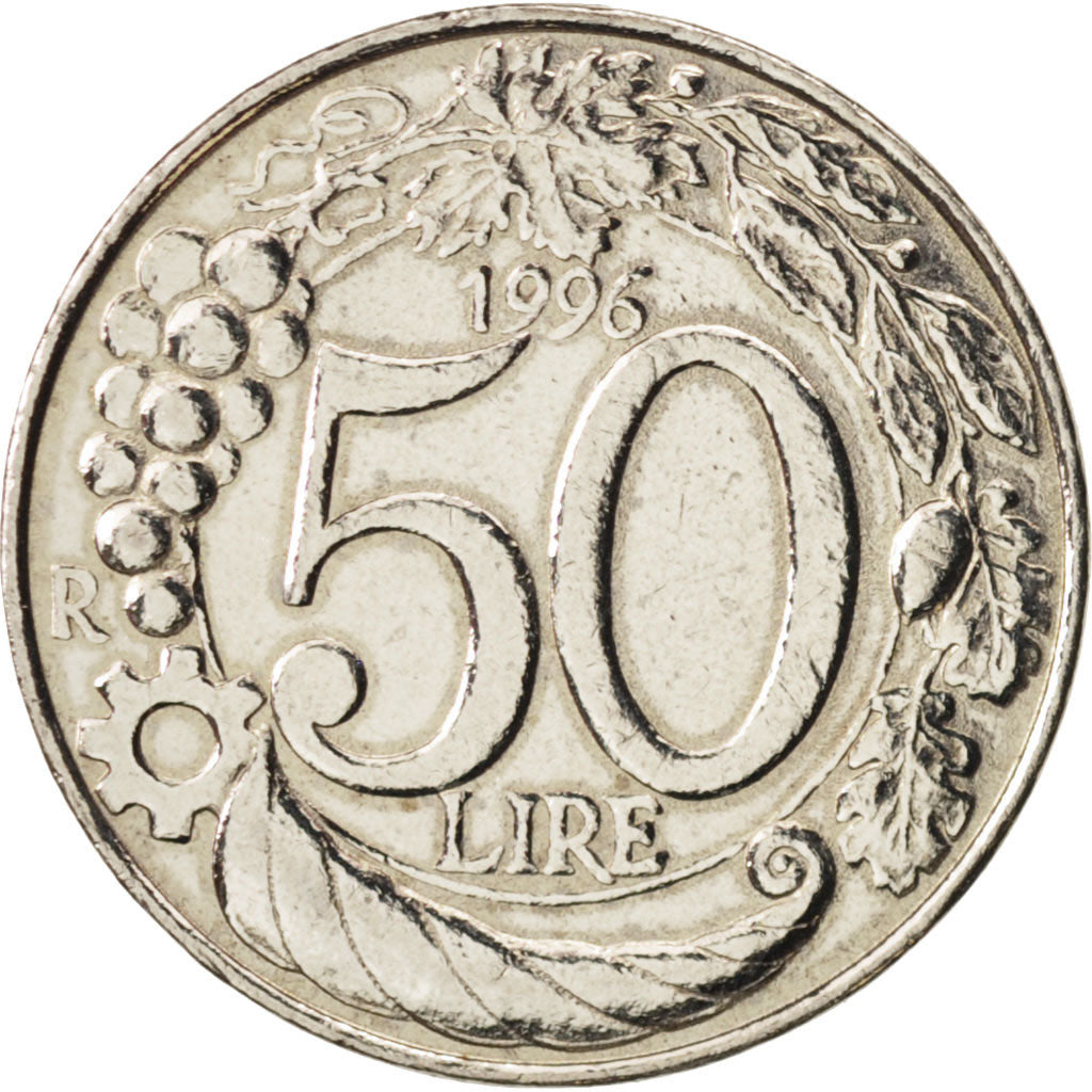 Italy, 50 Lire, 1996, Rome, EF(40-45), Copper-nickel, KM:183