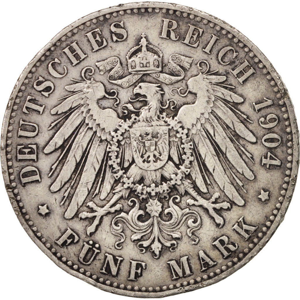 German States, PRUSSIA, Wilhelm II, 5 Mark, 1904, Berlin, EF(40-45), KM:523