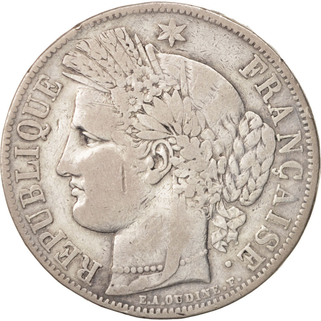 Münze, Frankreich, Cérès, 5 Francs, 1850, Strasbourg, S+, Silber, KM:761.2