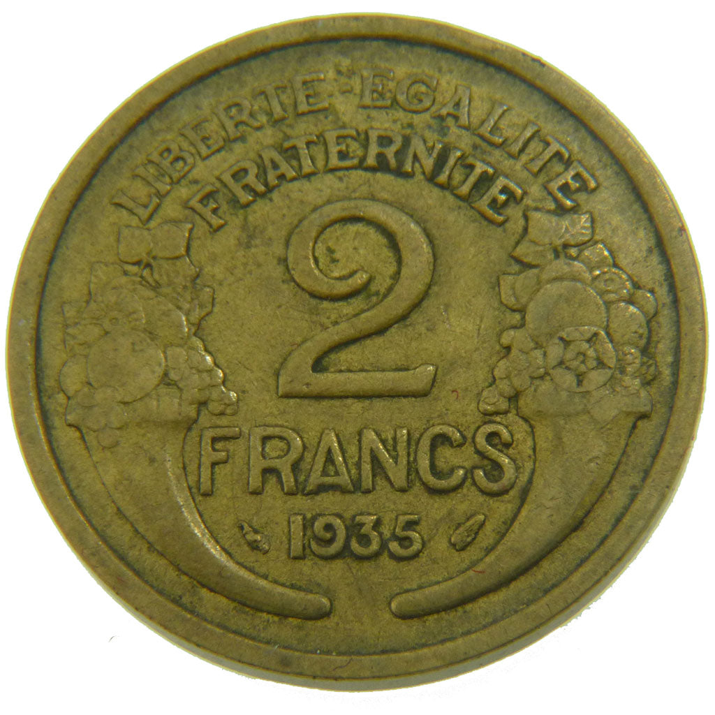 FRANCE, 2 Francs, 1935, EF(40-45), Cupro-Aluminium, Gadoury #535, 8.00