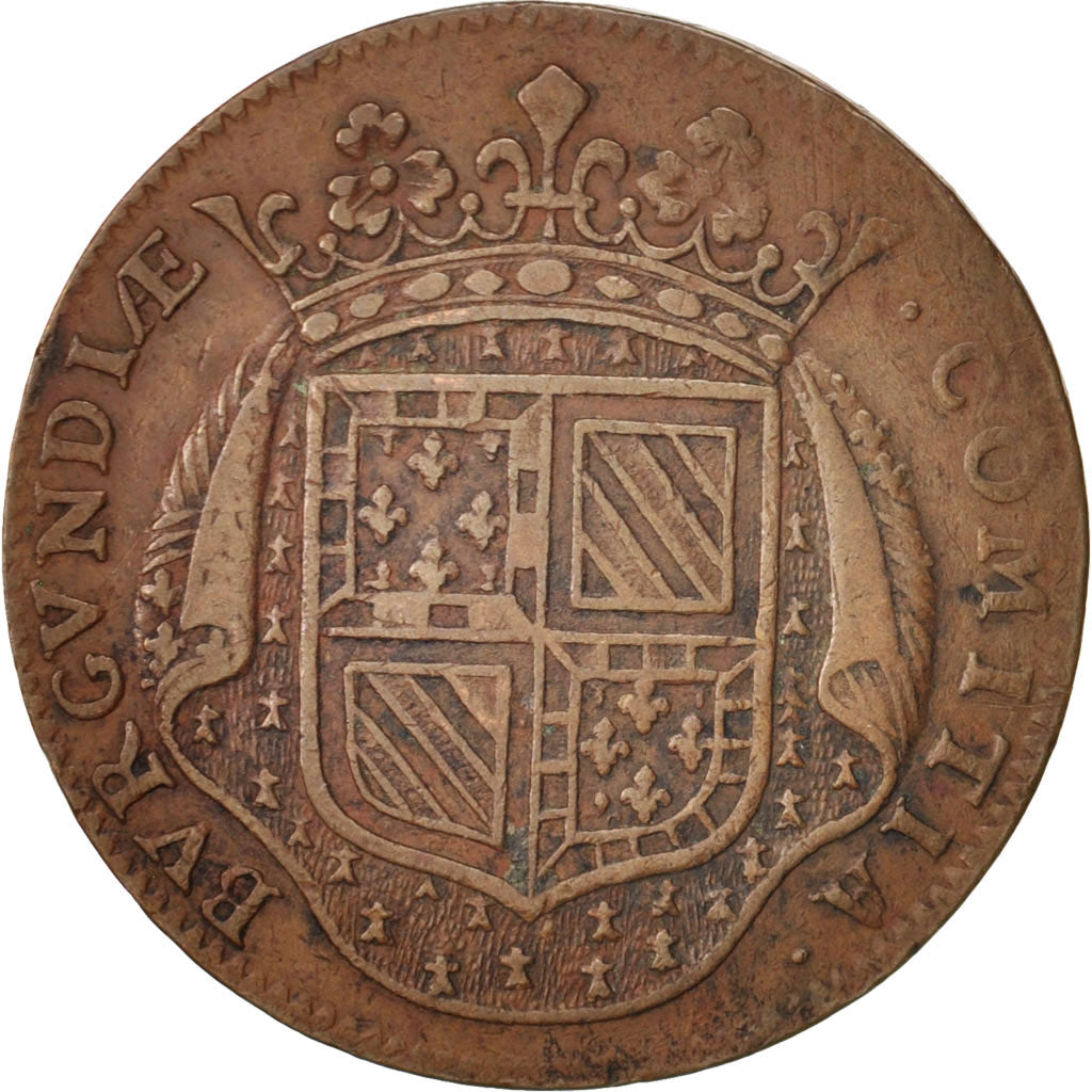 France, Token, Etats de Bourgogne, 1677, VF(30-35), Copper, Feuardent:9812