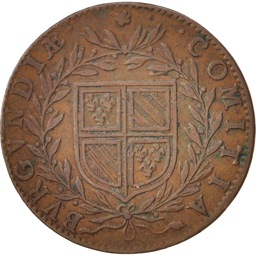 France, Token, Etats de Bourgogne, 1636, VF(20-25), Copper, Feuardent:9788