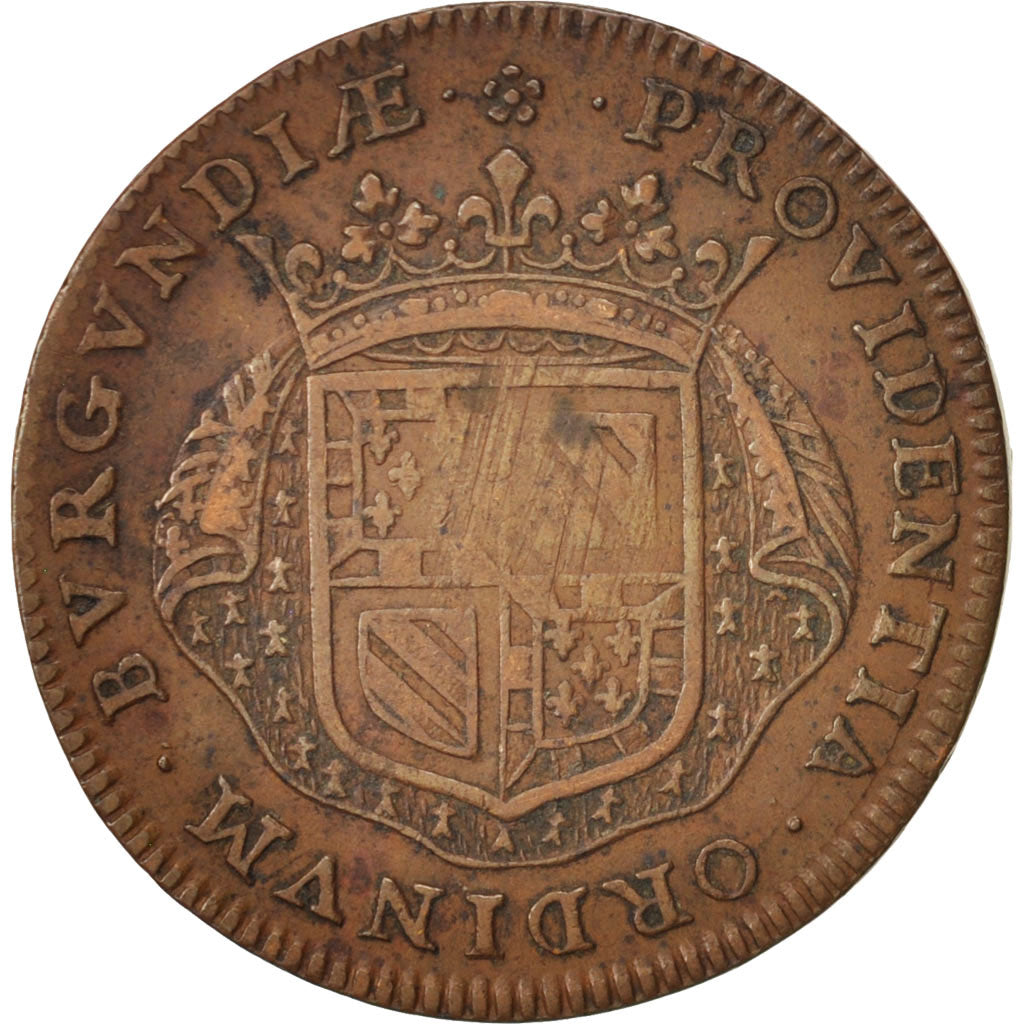 France, Token, Etats de Bourgogne, 1676, VF(20-25), Copper, Feuardent:9811