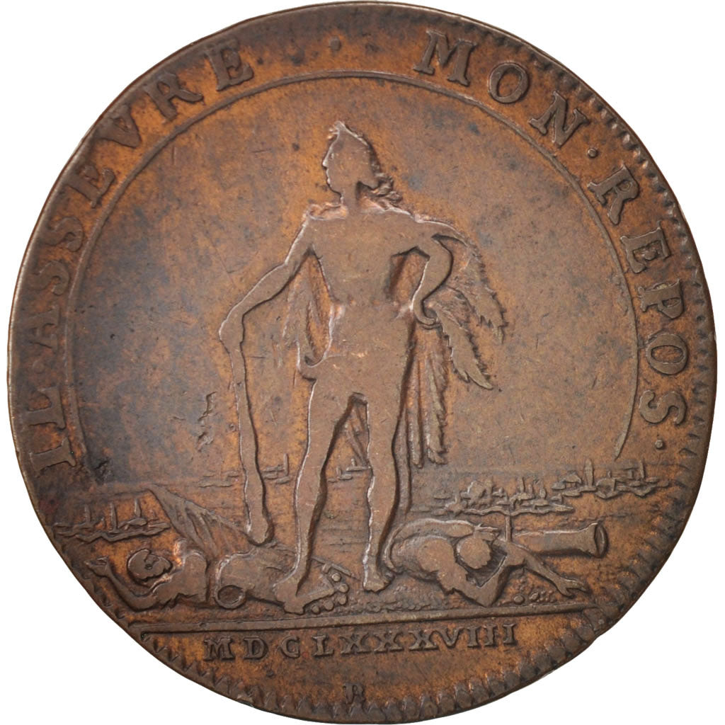 France, Token, Etats de Bourgogne, 1688, VF(20-25), Copper, Feuardent:9821