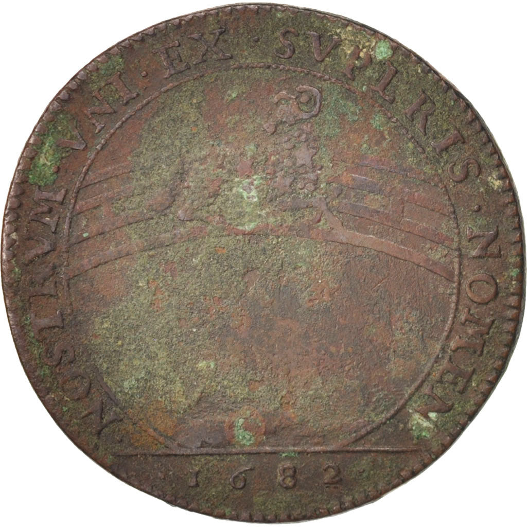 France, Token, Etats de Bourgogne, 1682, VF(20-25), Copper, Feuardent:9817
