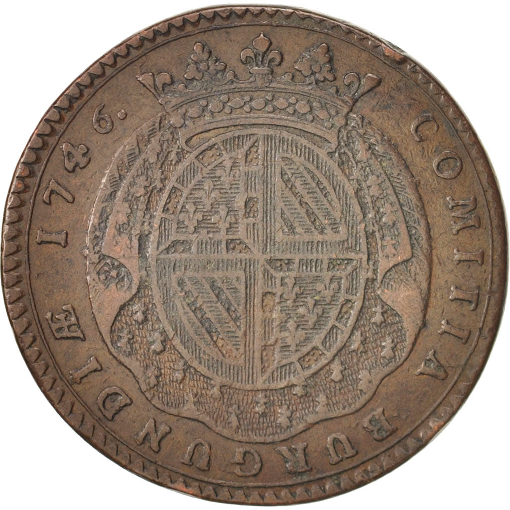 France, Token, Etats de Bourgogne, 1746, VF(30-35), Copper, Feuardent:9849
