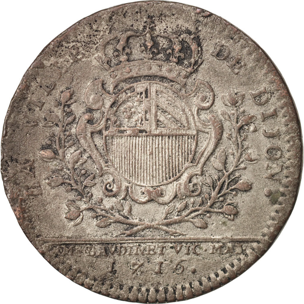 France, Token, Ville de Dijon, 1716, VF(30-35), Copper, Feuardent:10082