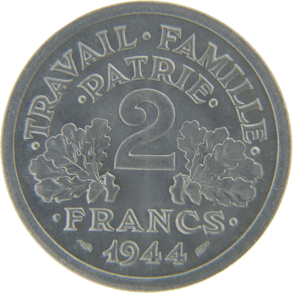 FRANCE, Bazor, 2 Francs, 1944, MS(65-70), Aluminium, 27, Gadoury #536, 2.20