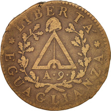ITALIAN STATES, PIEDMONT REPUBLIC, 2 Soldi, 1800 (An 9), Turin, VF(30-35)