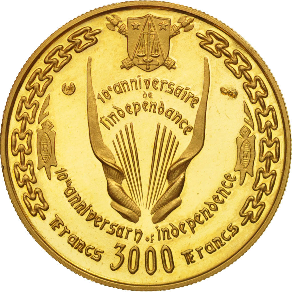 Kamerun, 3000 Francs, 1970, STGL, Gold, KM:19