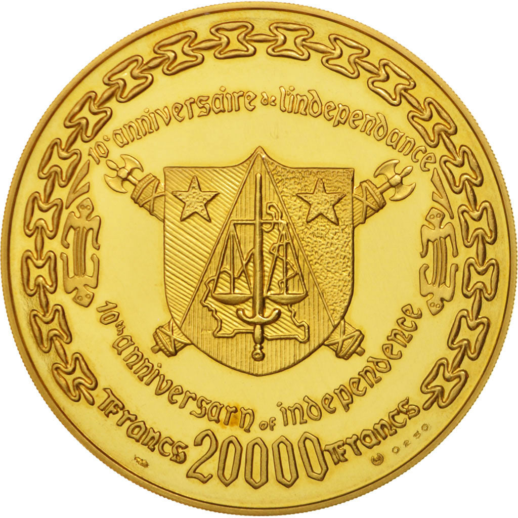 Coin, Cameroon, 20000 Francs, 1970, MS(65-70), Gold, KM:22