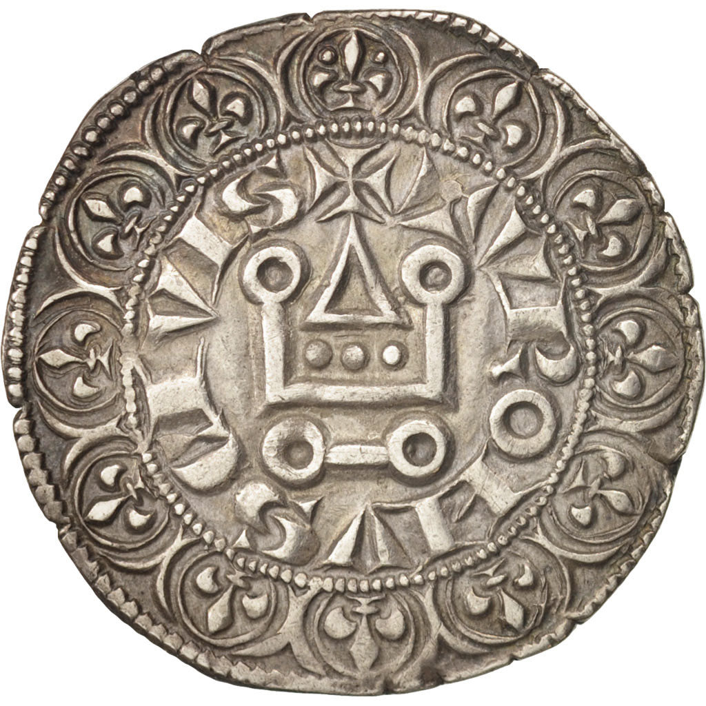 France, Philip IV, Gros Tournois à l'O rond, AU(55-58), Silver, Duplessy:213