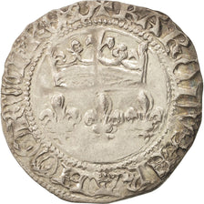 France, Charles VII, Blanc aux lis accotés, 1429-1461, Orléans, Billon, TTB+