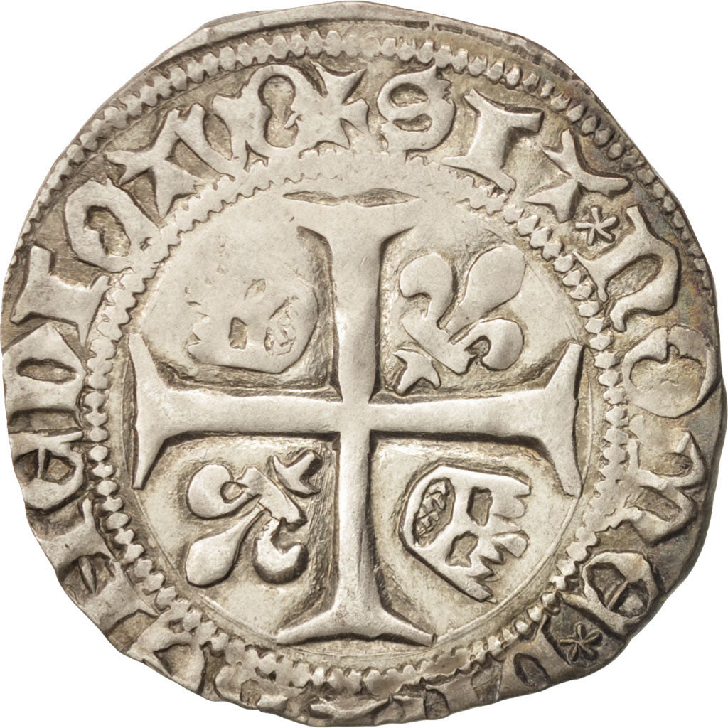 France, Charles VII, Blanc aux lis accotés, 1429-1461, Orléans, Billon