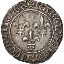 France, Charles VI, Gros aux lis, Rouen, AU(50-53), Billon, Duplessy:381