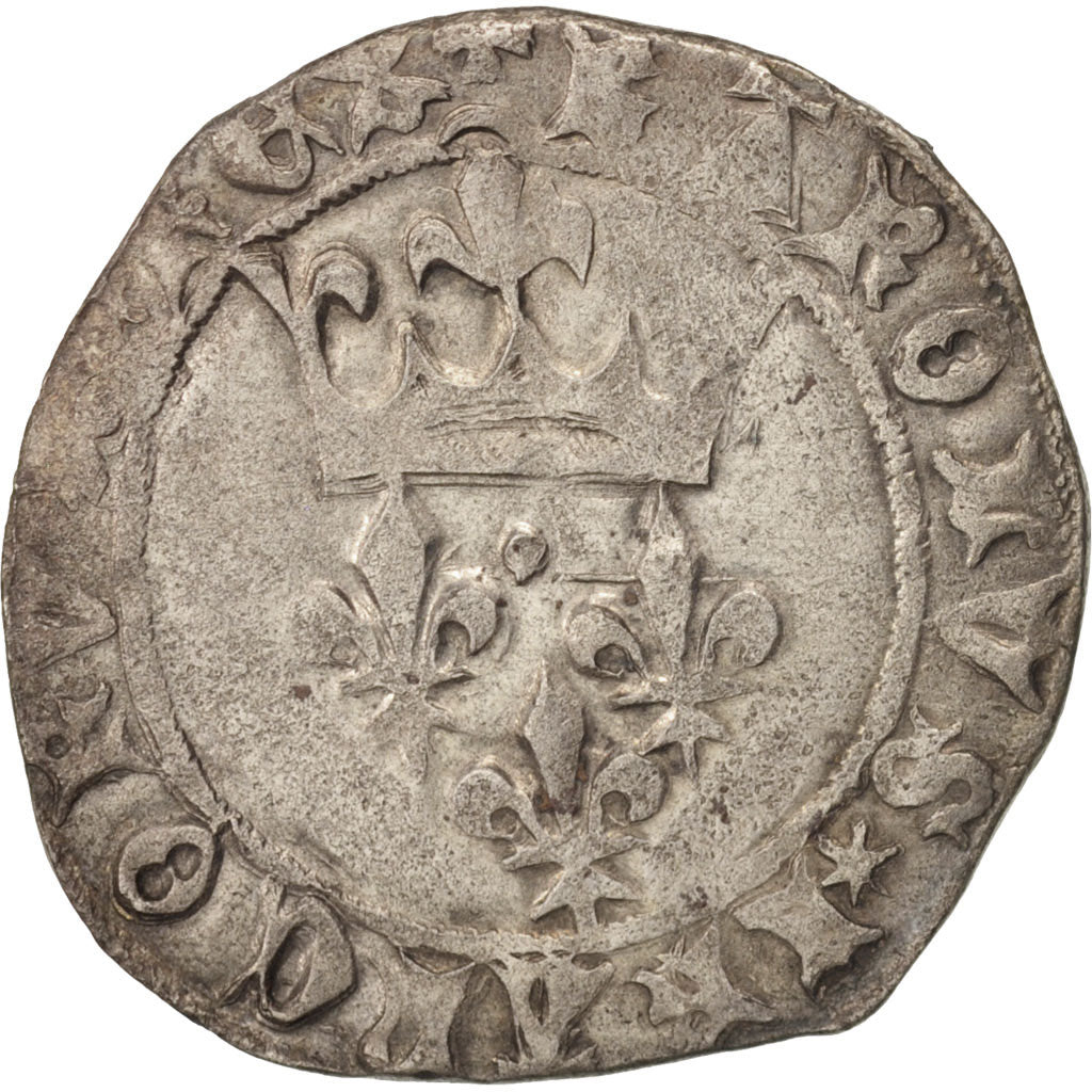 Coin, France, Charles VII, Blanc, La Rochelle, EF(40-45), Billon, Duplessy:466A
