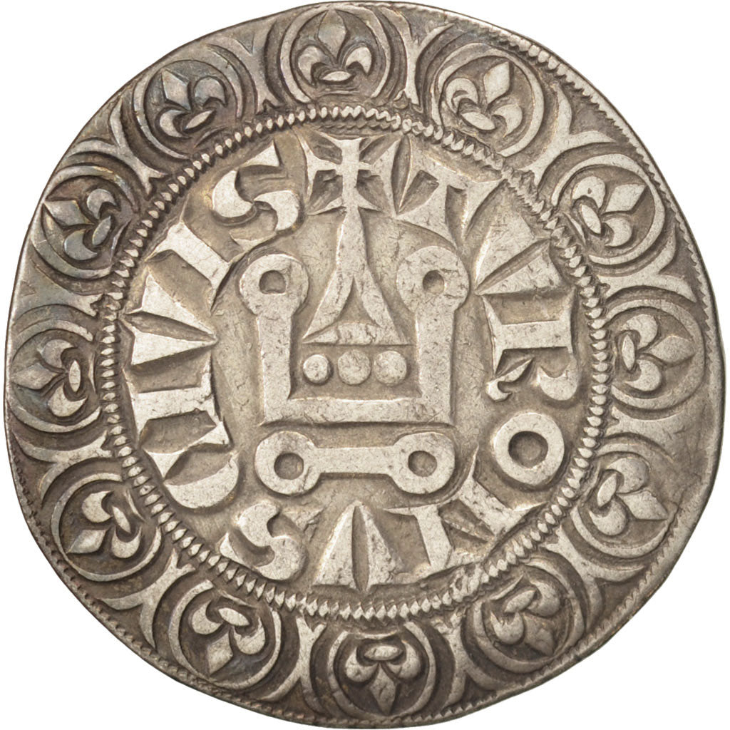 France, Philip IV, Gros Tournois à l'O rond, EF(40-45), Silver, Duplessy:213