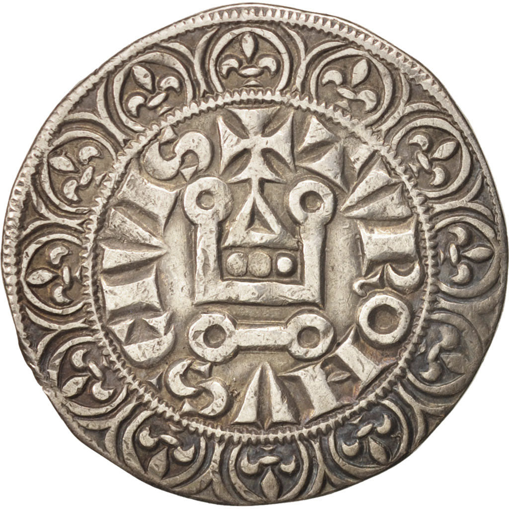 France, Philippe IV, Gros Tournois à l'O rond, TTB+, Argent, Duplessy:213B