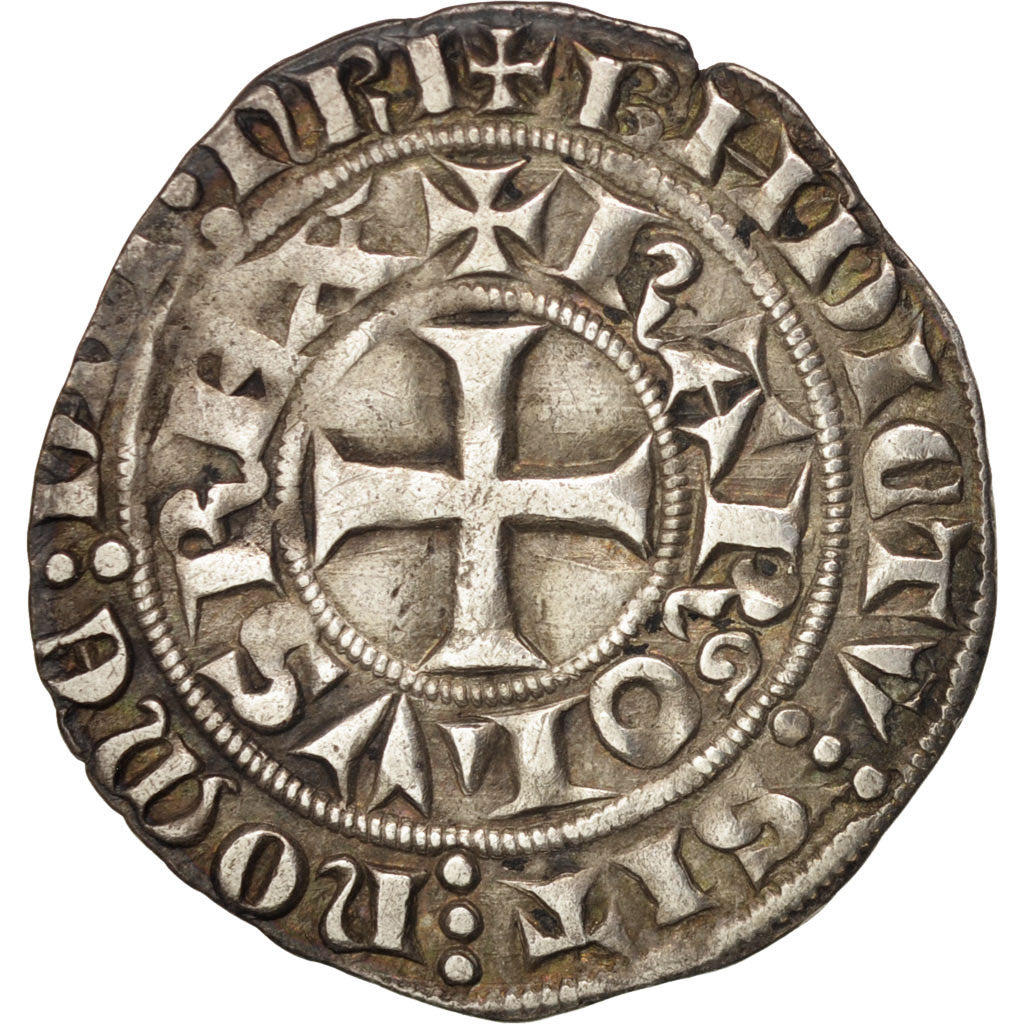 France, Charles IV, Maille Blanche, AU(50-53), Silver, Duplessy:243A