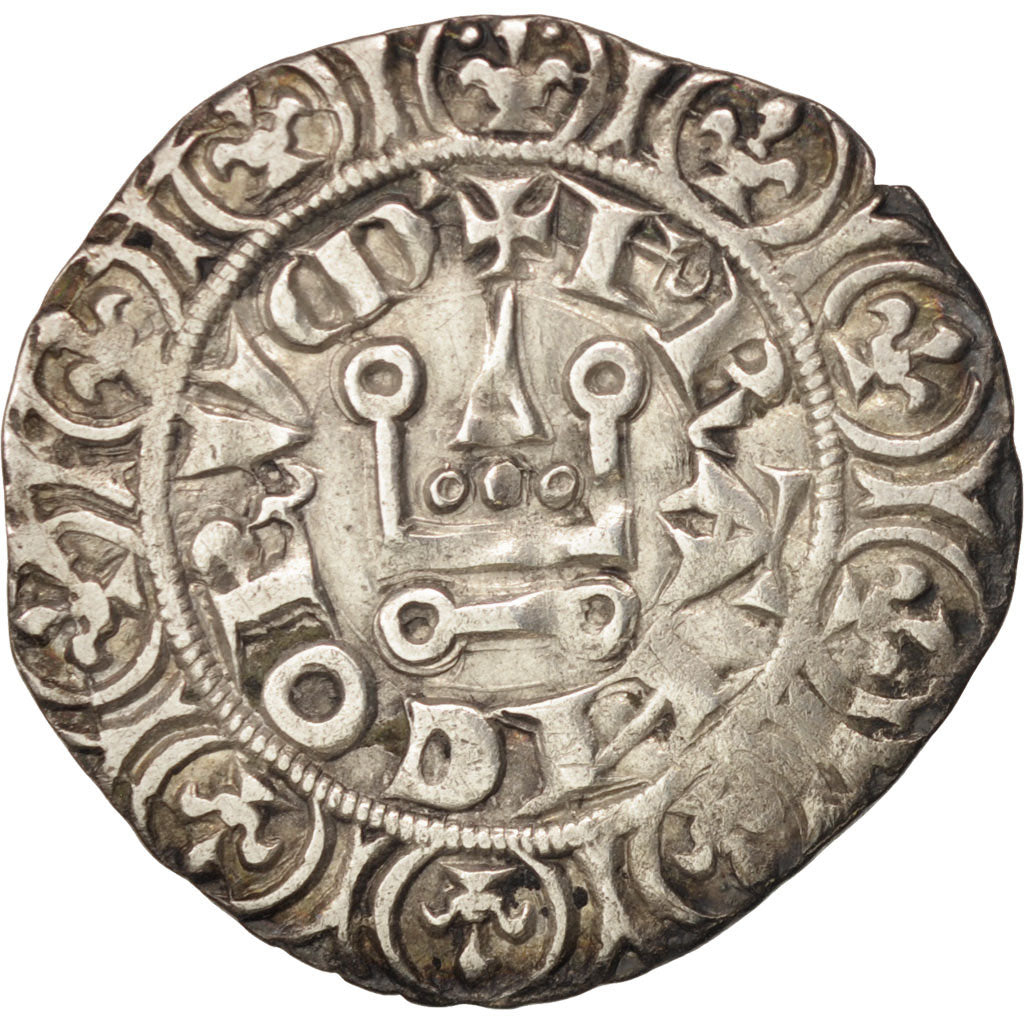France, Charles IV, Maille Blanche, AU(50-53), Silver, Duplessy:243A