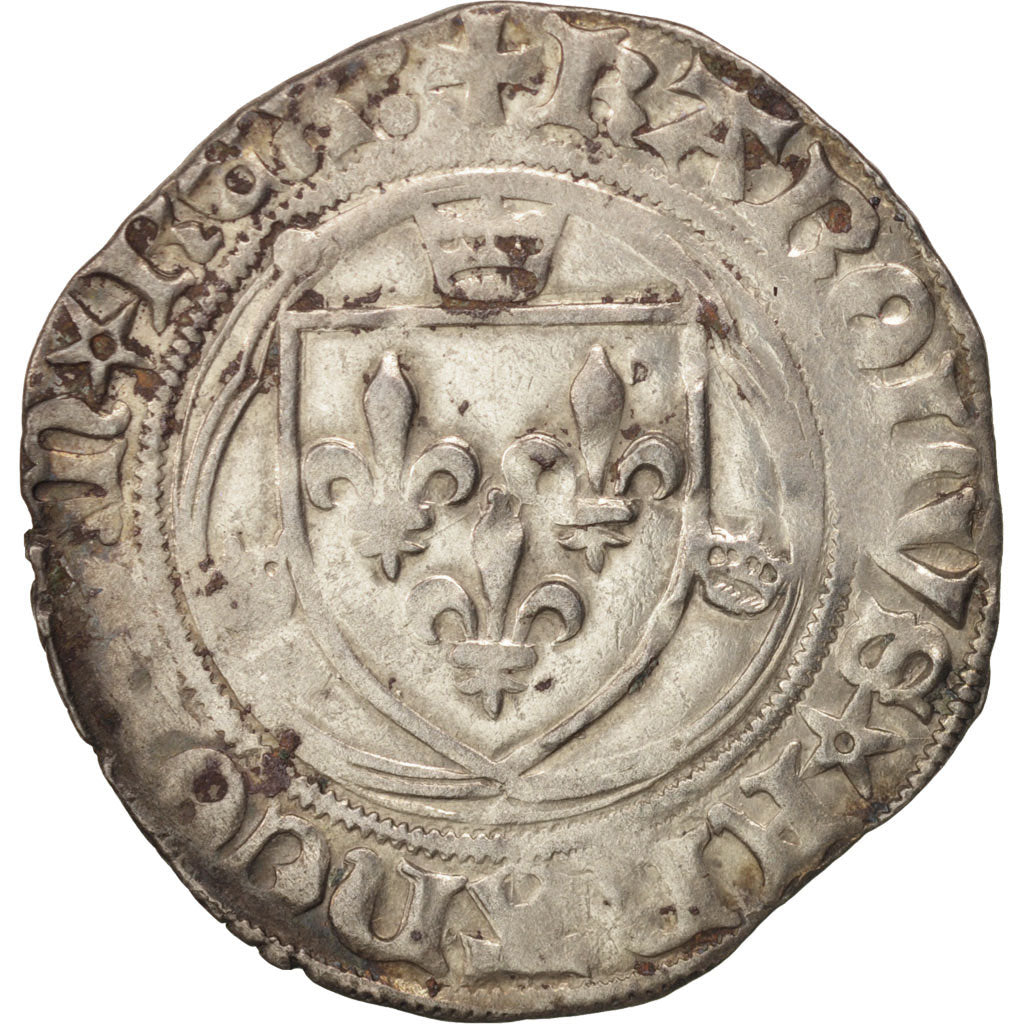 Monnaie, France, Charles VIII, Blanc à la couronne, Paris, TTB, Billon