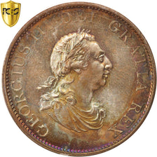 Moneda, Gran Bretaña, George III, 1/2 Penny, 1799, PCGS, MS66BN, FDC, Cobre