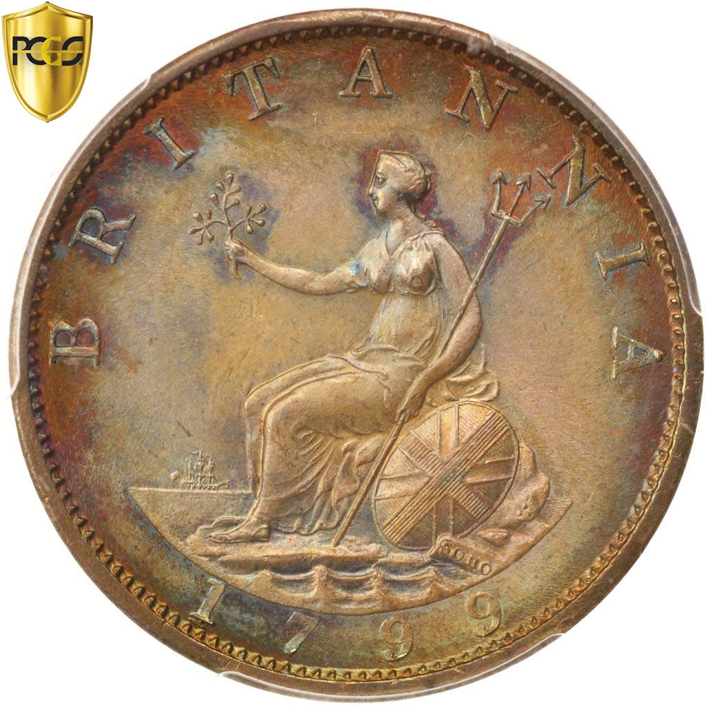 Coin, Great Britain, George III, 1/2 Penny, 1799, PCGS, MS66BN, MS(65-70)