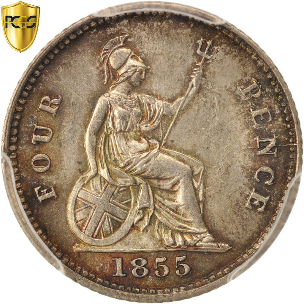 Coin, Great Britain, Victoria, 4 Pence, Groat, 1855, PCGS, MS64, MS(64), Silver