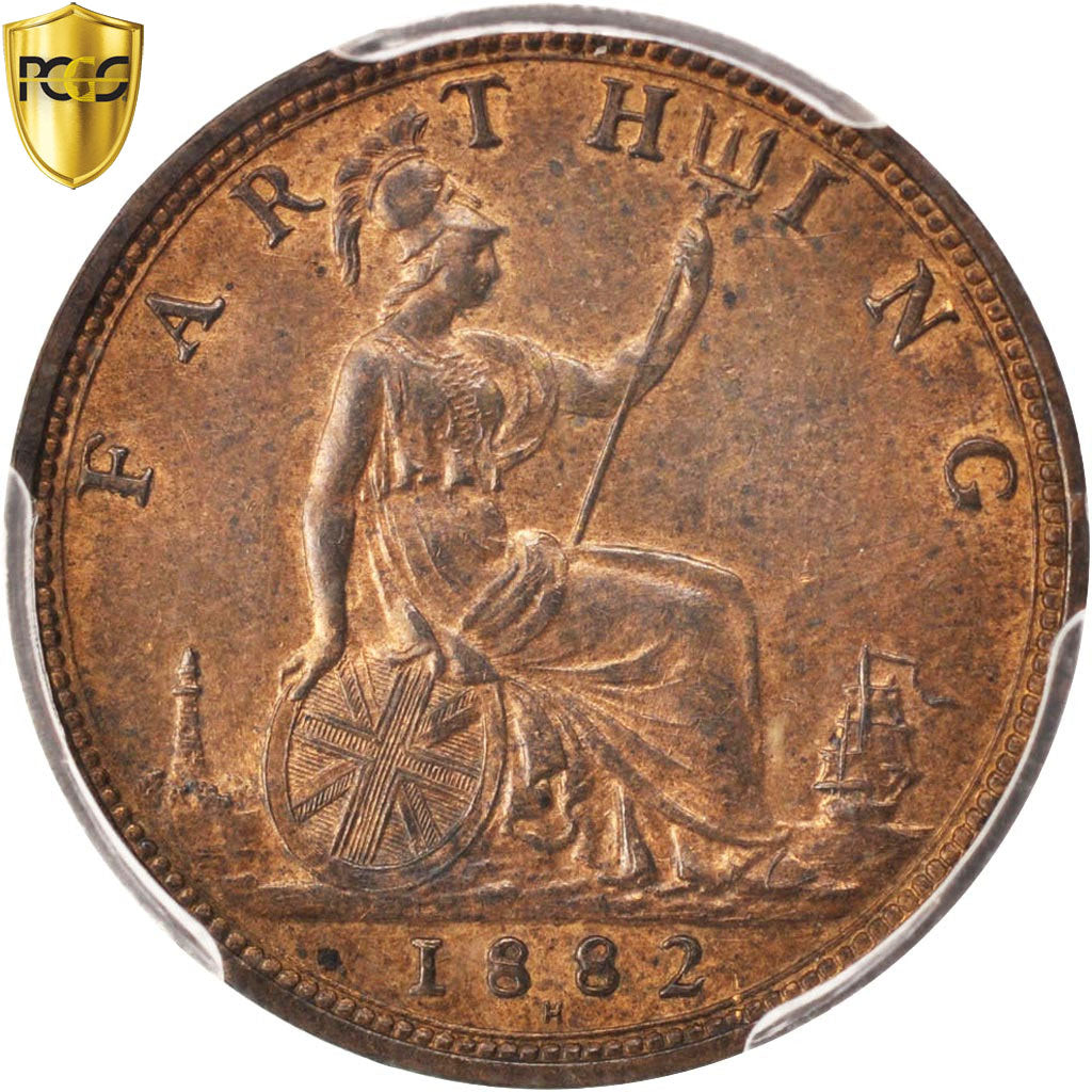Coin, Great Britain, Victoria, Farthing, 1882, Heaton, PCGS, MS63RB, MS(63)