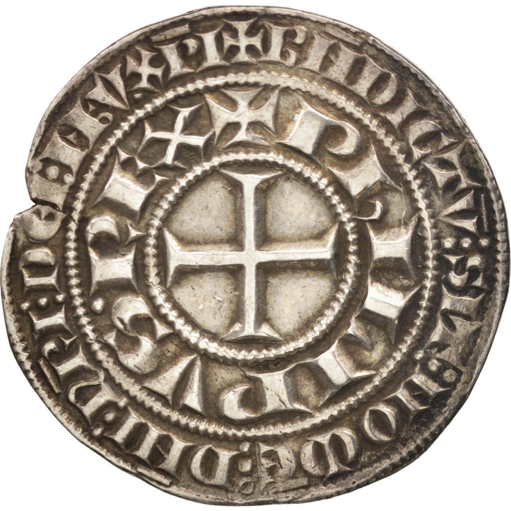 France, Philippe IV, Gros Tournois à l'O rond, TTB+, Argent, Duplessy:213