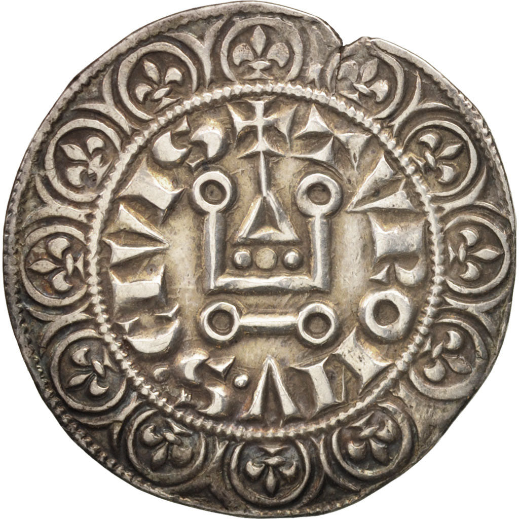 France, Philippe IV, Gros Tournois à l'O rond, TTB+, Argent, Duplessy:213