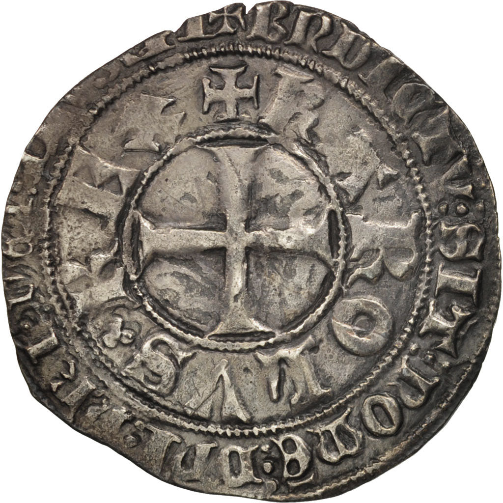 Moneta, Francja, Charles V, Gros Tournois, EF(40-45), Srebro, Duplessy:362A