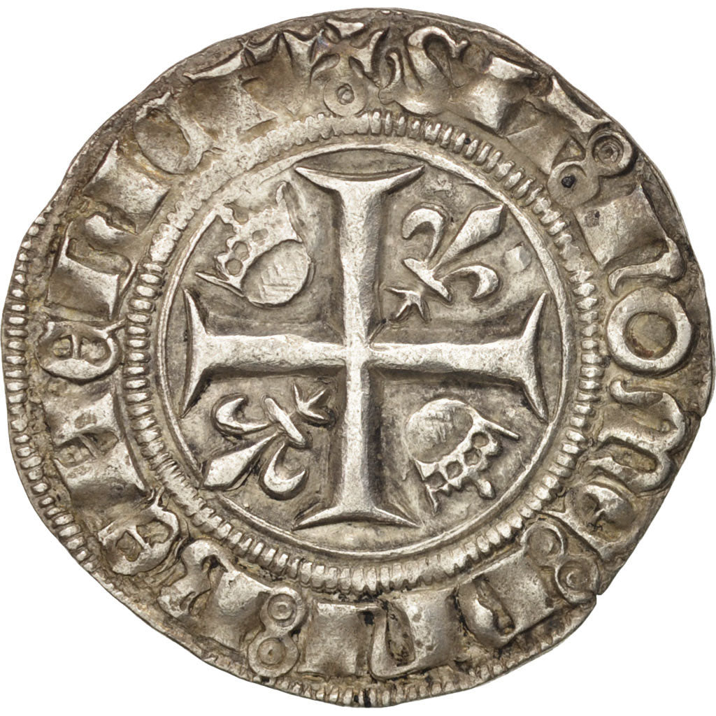 France, Charles VI, Blanc Guénar, Paris, AU(50-53), Billon, Duplessy:377C