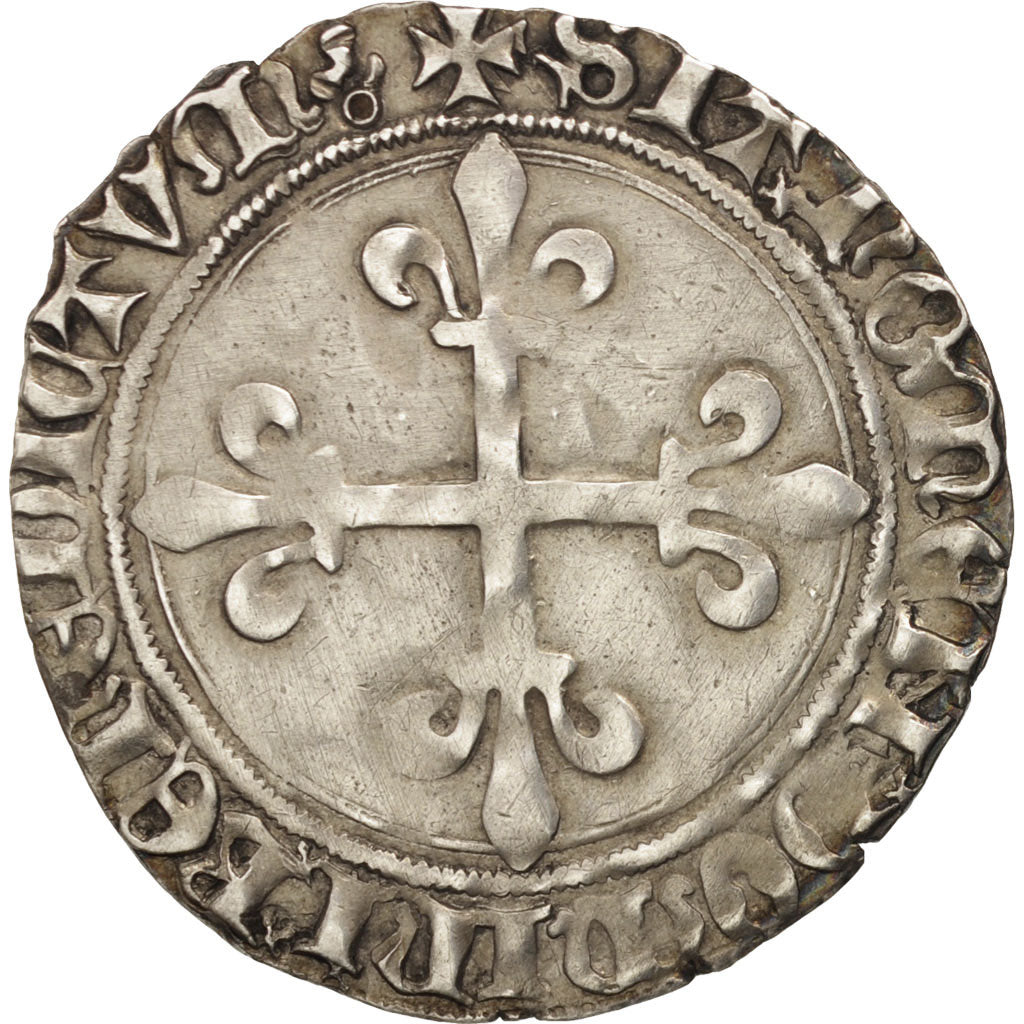 France, Charles VII, Gros de Roi, Lyon, TTB, Billon, Duplessy:518