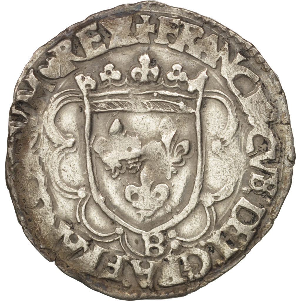 France, François Ier, Douzain à la croisette, Rouen, TB+, Billon, Sombart:4368