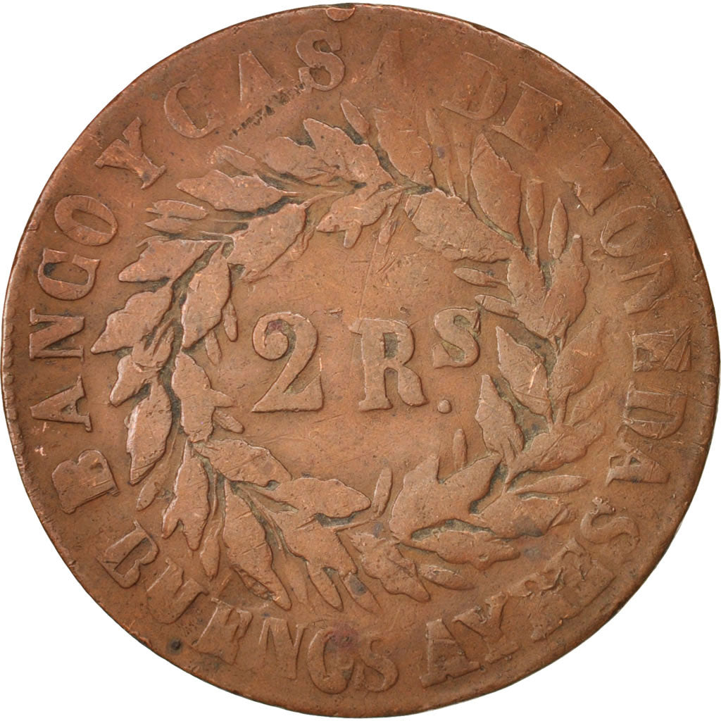 Argentina, BUENOS AIRES, 2 Réales, 1860, Buenos Aires, VF(20-25), Copper, KM:11