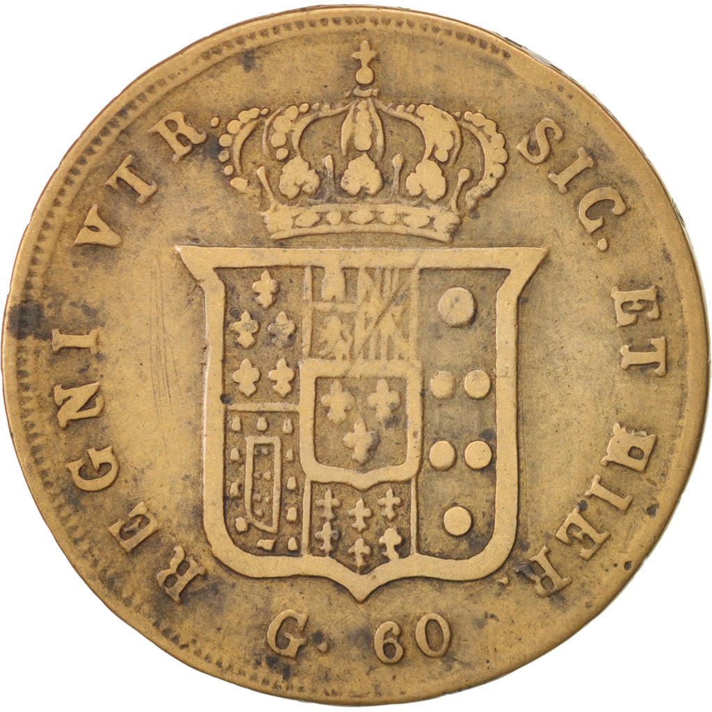 ITALIAN STATES, Ferdinando II, 60 Grana, 1856, VF(30-35), Silver, KM:361