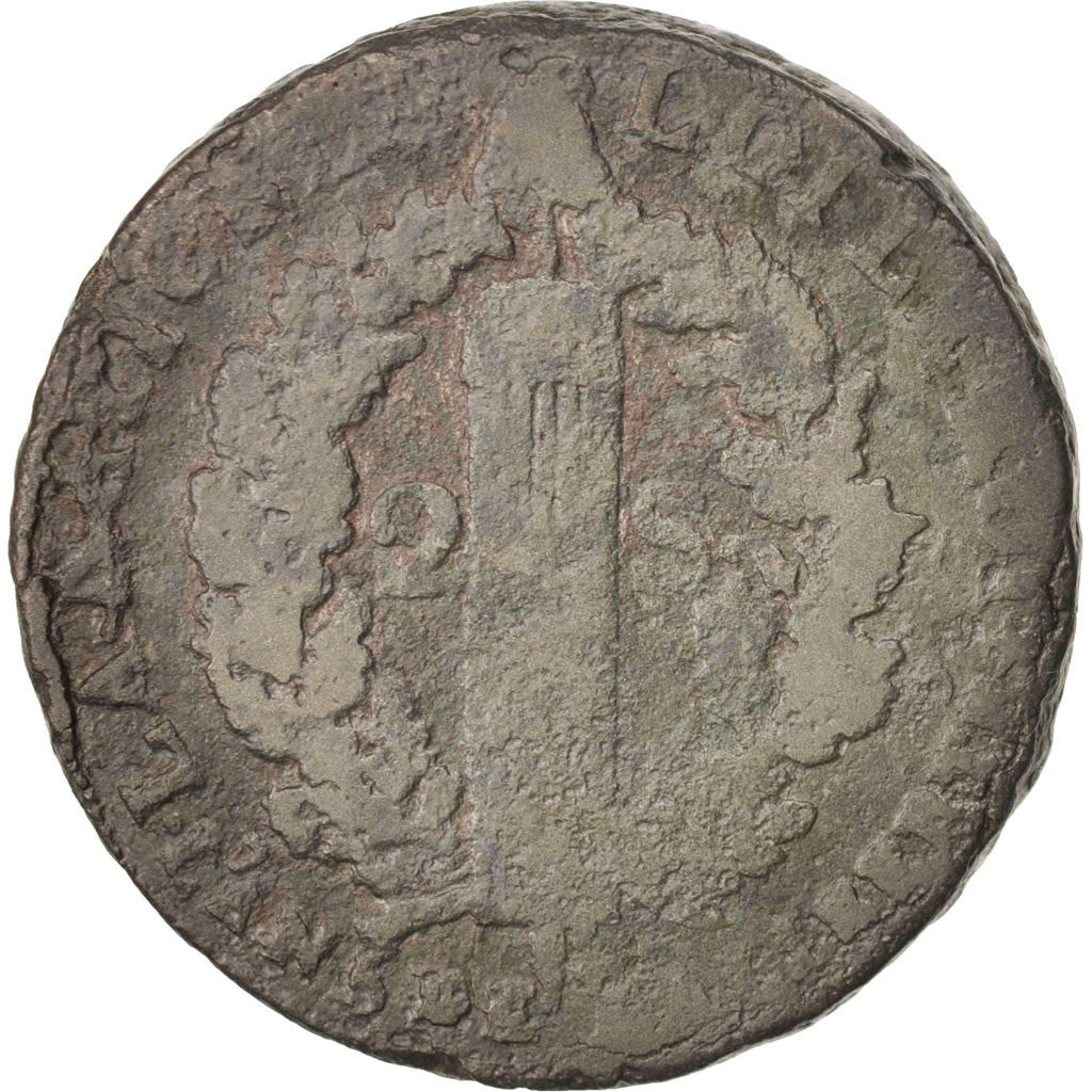 Monnaie, France, 2 sols françois, 2 Sols, 1793, Orléans, B+, Bronze, KM:603.14