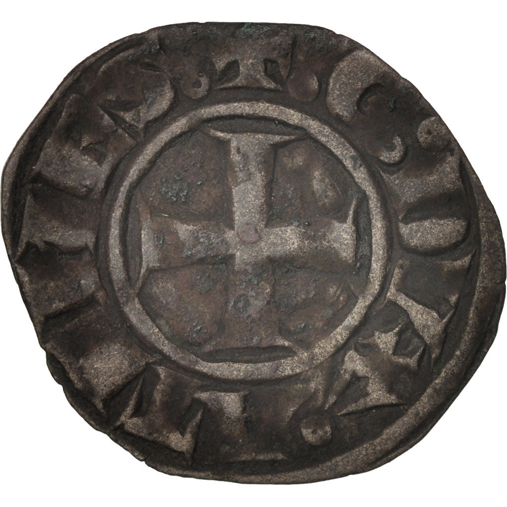 Crusades, Duché d'Athènes, Guillaume de la Roche, Denarius, EF(40-45), Silver
