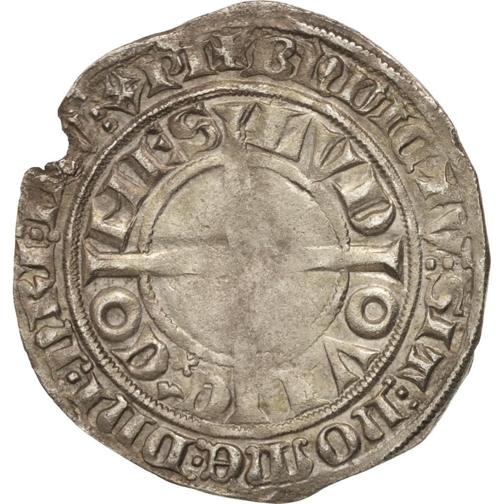 France, FLANDERS, Louis II de Male, Gros au lion, VF(20-25), Boudeau:2230