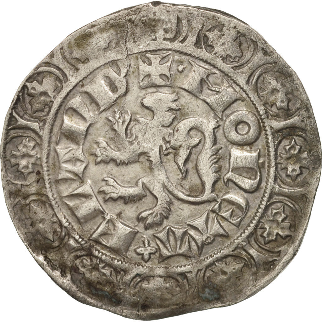 France, Flandre, Louis II de Male, Gros au lion, TTB, Argent, Boudeau:2230