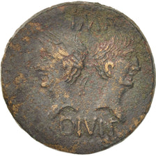 Augustus with Agrippa, Dupondius, 10-14 AD, Nemausus, EF(40-45), Bronze, RIC:157