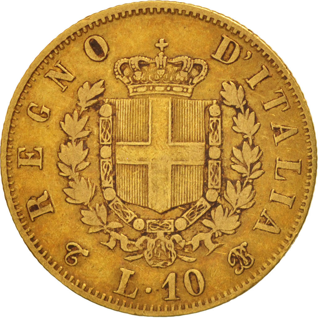 Italy, Vittorio Emanuele II, 10 Lire, 1863, Torino, VF(30-35), Gold, KM:9.3