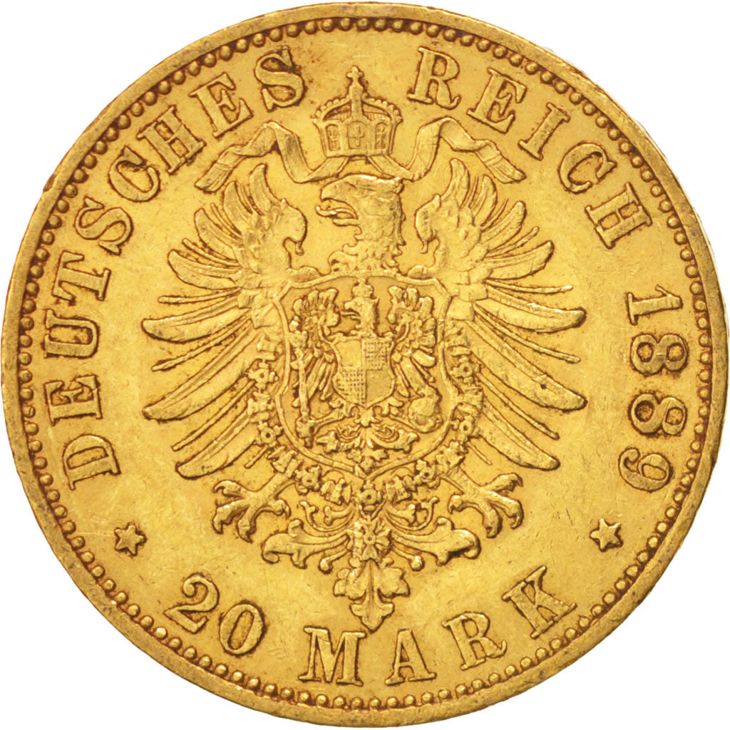 Coin, German States, PRUSSIA, Wilhelm II, 20 Mark, 1889, Berlin, EF(40-45)