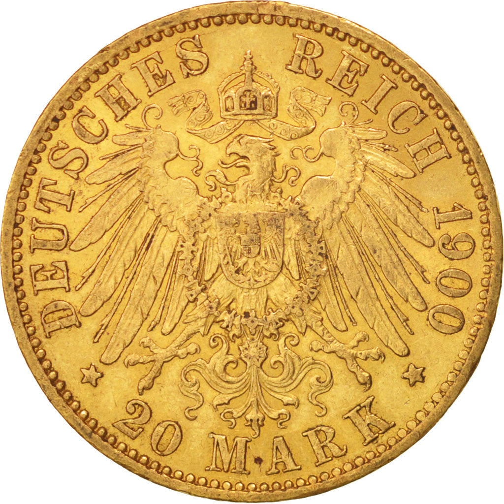 Coin, German States, PRUSSIA, Wilhelm II, 20 Mark, 1900, Berlin, AU(50-53)